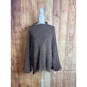 Free People Oversized Boucle Knit Wide Sleeved Brown Sweater Women's Size L